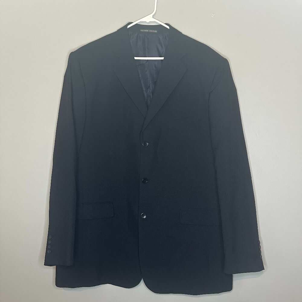 Victorio Couture Collection Men’s Blue Suit Jacket Size 50L – Classic Button Up